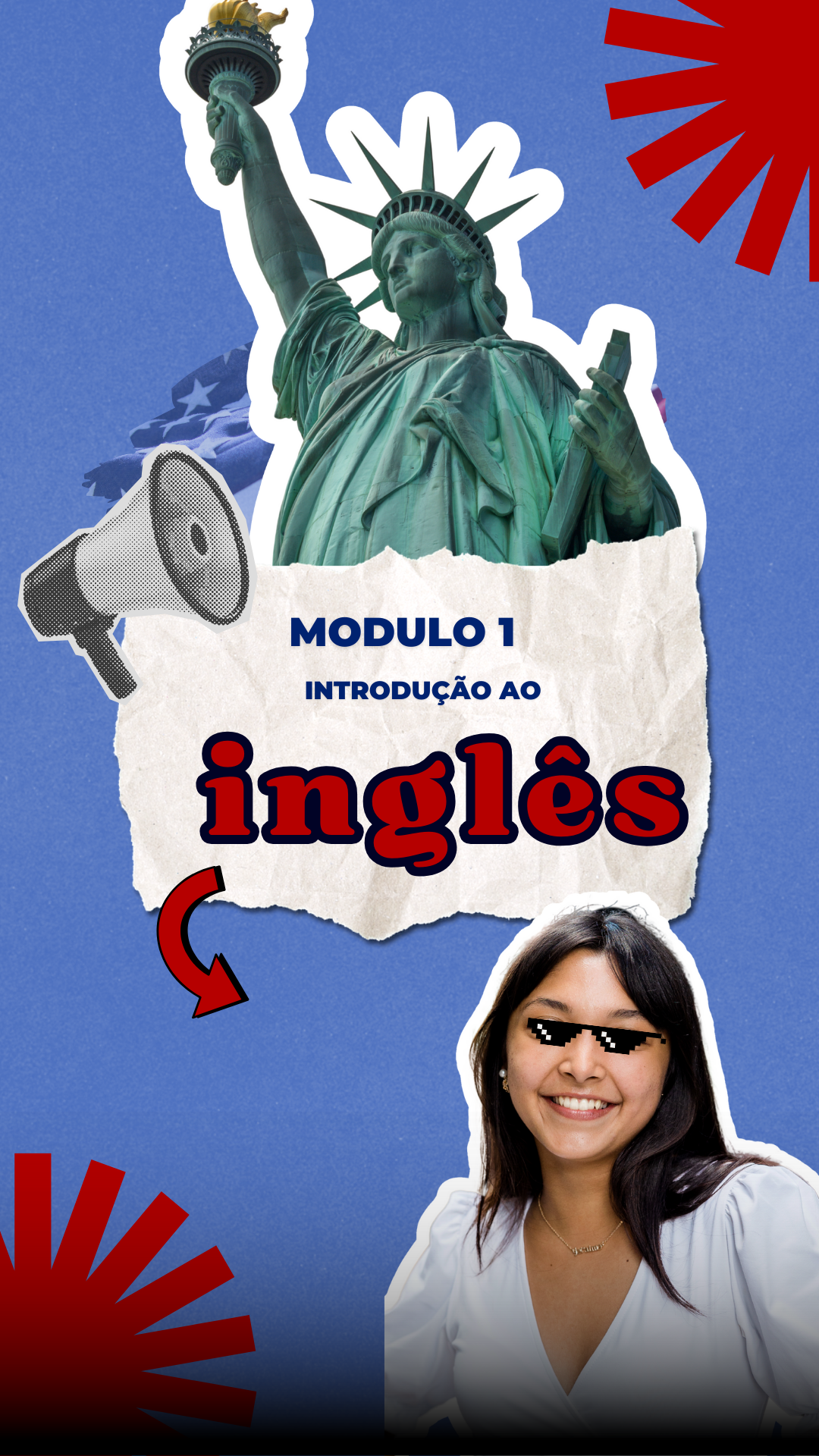 Story Instagram aulão de curso de inglês moderno divertido roxo