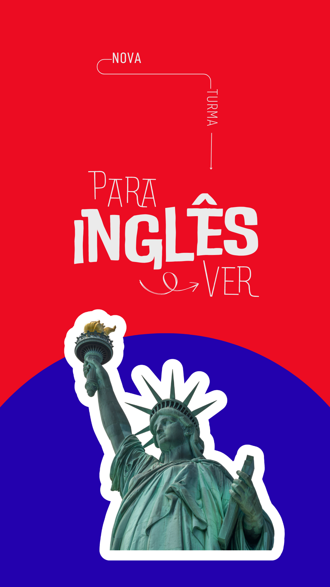 story do instagram divulgação nova turma curso de inglês azul e vermelho geométrico link (1)